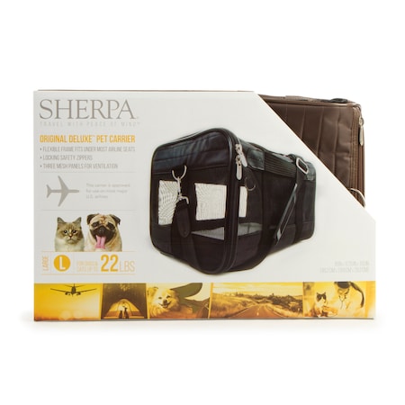 Sherpa Travel Original Deluxe Airline Approved Pet Carrier, Brown, Large 55538-94995-006